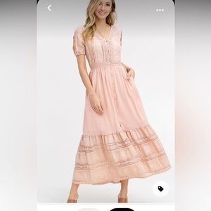 Peach lace maxi dress